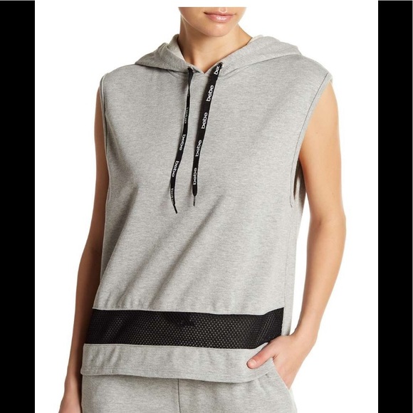 bebe Tops - Bebe Sleeveless Logo Hooded Sweatshirt